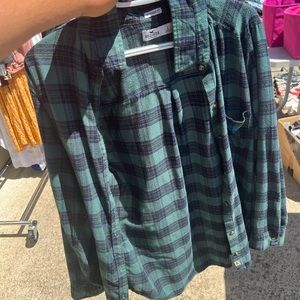 Thin green, blue, and black flannel